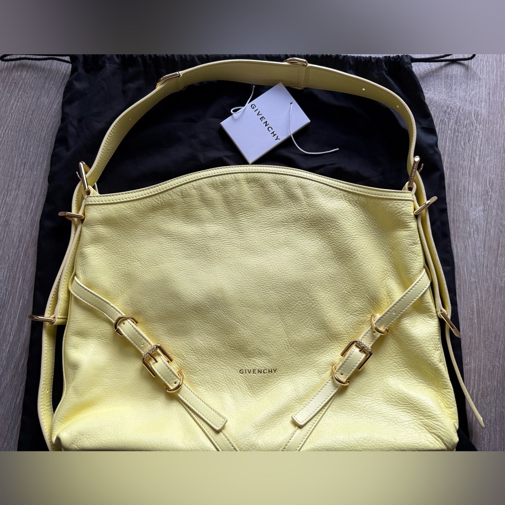 Givenchy Light Yellow Leather Voyou Shoulder Bag